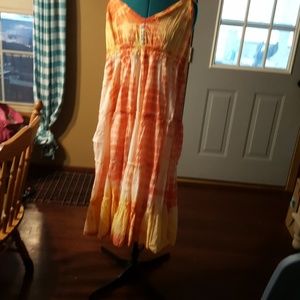 Midi orange tie die dress
